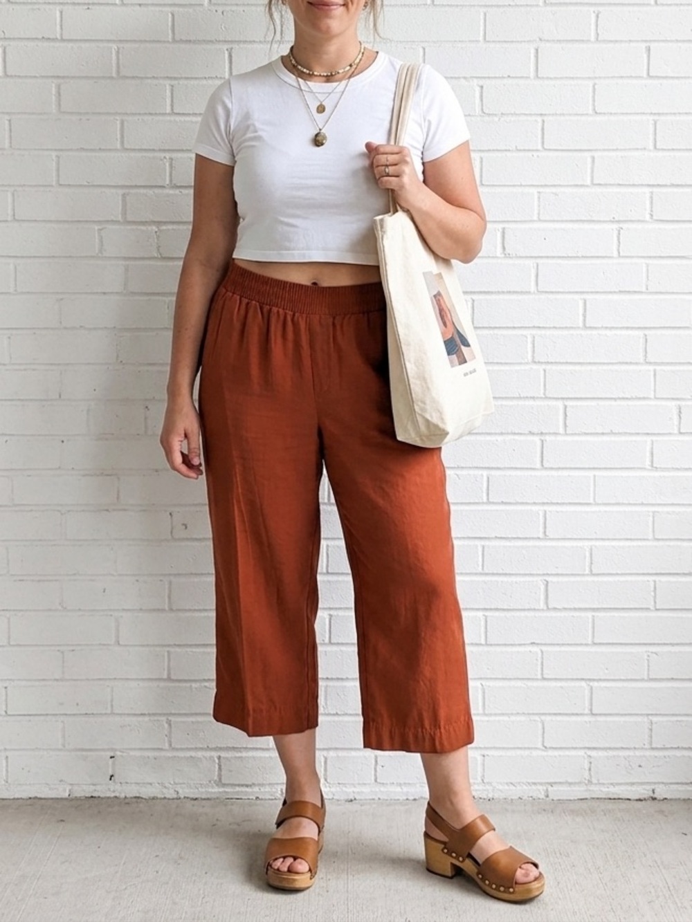 Ann Taylor Factory Rust Wide Leg Pants Coastal Grandma Quiet Luxury Medium